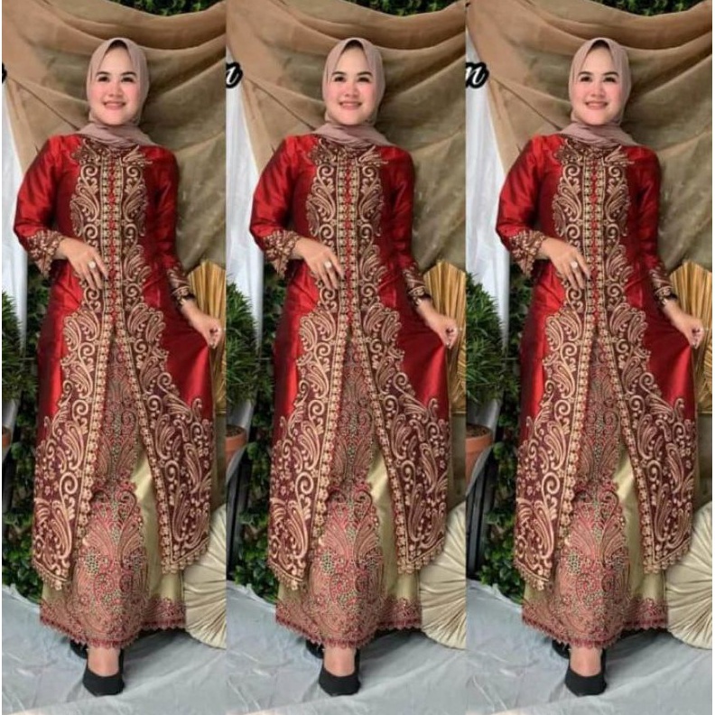 Setelan rok Kebaya jom jom pelangi Jaya ginal bahan tafetta