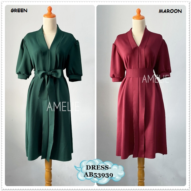 AB53939 Mini Dress Pesta Natal Imlek Sincia Wanita Korea Scuba Import Merah Red Maroon Hijau Botol E