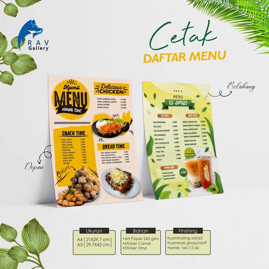

CETAK DAFTAR MENU MAKANAN & MINUMAN