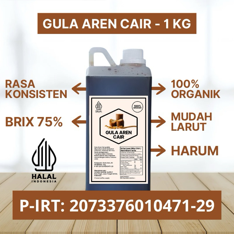 

SLOWLI - GULA AREN CAIR (1KG) - 100% Organik