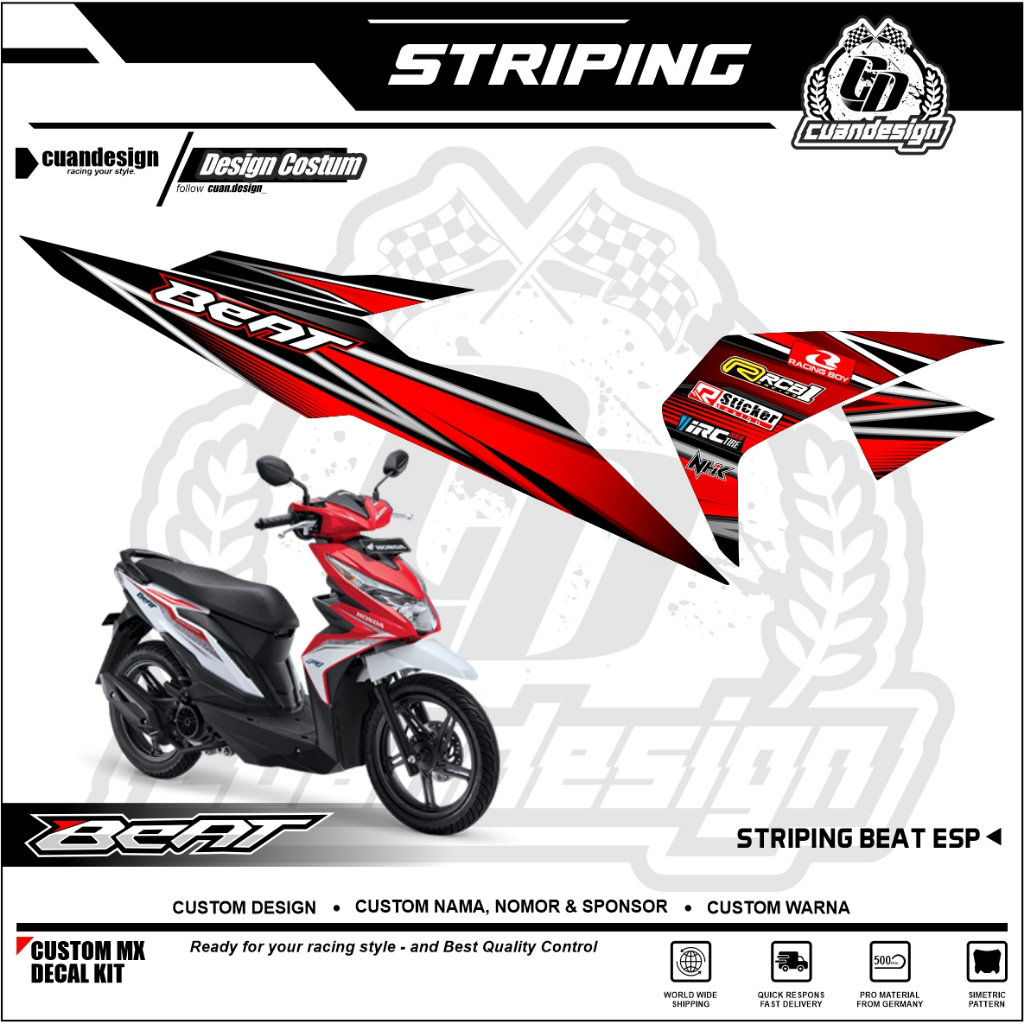STIKER STRIPING MOTOR BEAT FI NEW ESP 2017 2018 2019 MOTIF RACING