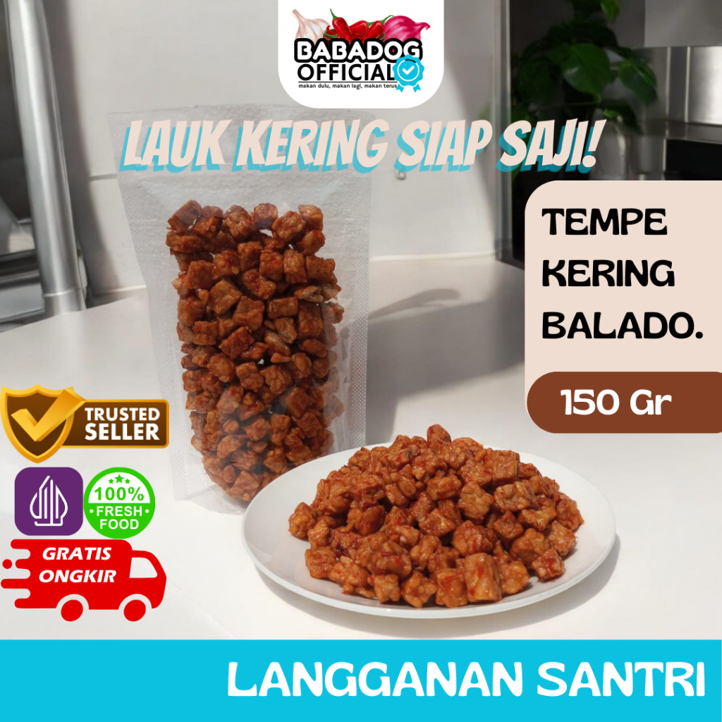 

LAUK KERING TEMPE KERING BALADO 150 Gr, BABADOG. OFFICIAL PEDAS MANIS GURIH