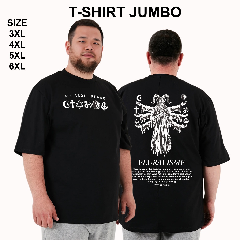 Yinyanks Kaos Jumbo Pria Pluralisme Goat T-shirt Ynks big size big catton combed 24s