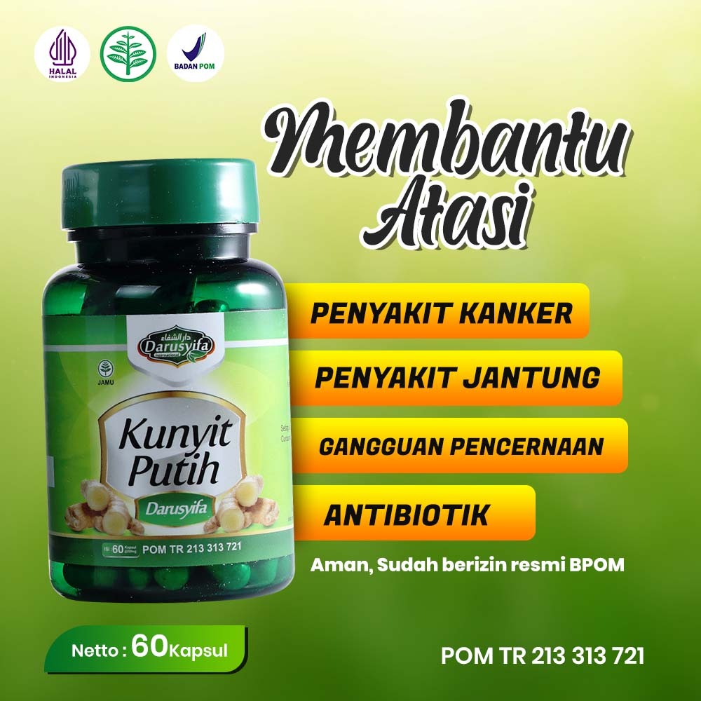 KAPSUL KUNYIT PUTIH DARUSYIFA  Kapsul Temu Putih / Kunyit Putih Anti Kanker Isi 60 Kapsul