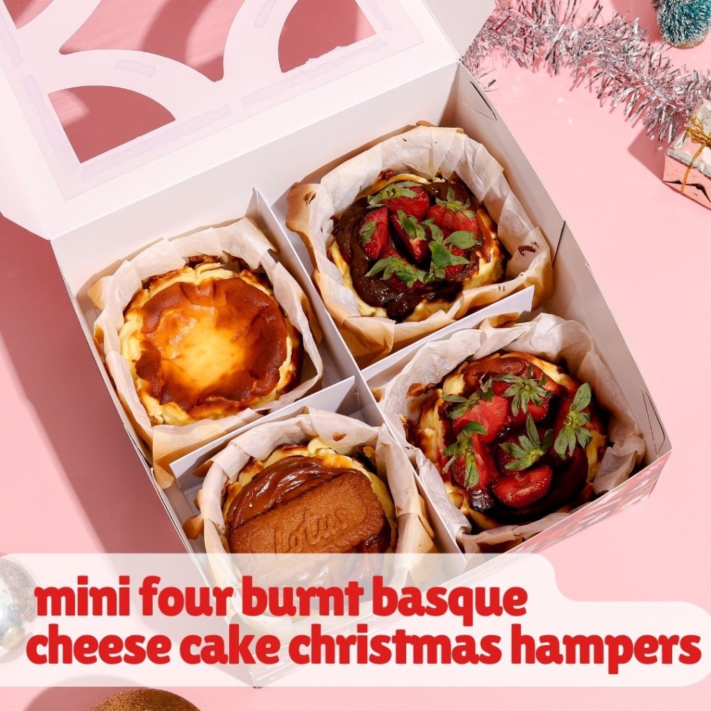 

YUMMIEST - Burnt Basque Cheese cake mini isi 4 - Christmas hampers box