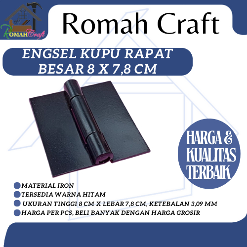 Engsel Kupu Rapat Besar 8 x 7,8 cm tebal 3 mm Engsel Pintu Besi Henderson Engsel Mobil Los Bak Garas