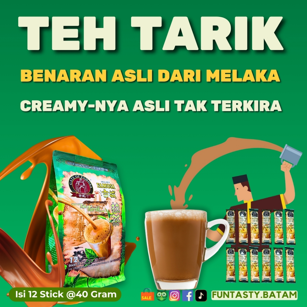 

Famosa Melaka Teh Tarik Isi 12 Stick Saset @40 Gram 3 In 1 Made In Malaysia Halal BPOM