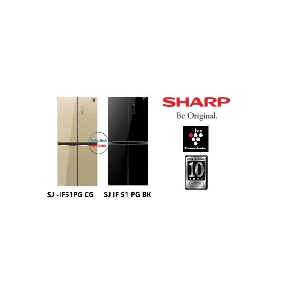 Kulkas 4 Pintu Sharp Side by Side Sj-IF 51PG Bk / CG / Medan