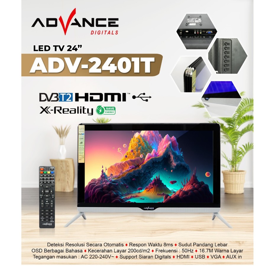 LED TV ADVANCE 24 Inch ADV-2401T HD Digital TV - Khusus Pengiriman ke Sukabumi