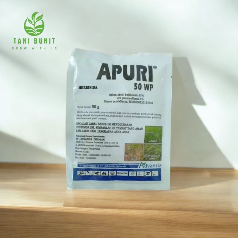 Herbisida padi Sistemik APURI 50 WP Untuk Rumput Jawan, teki tekian dan semanggi - 50 gr