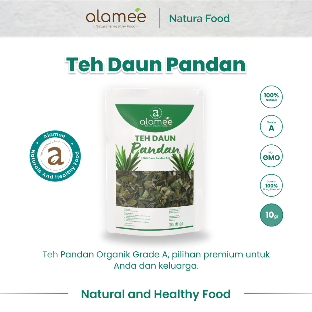 

ALAMEE Teh Pandan Kering Daun Leaf Tea Organik 10gr Premium