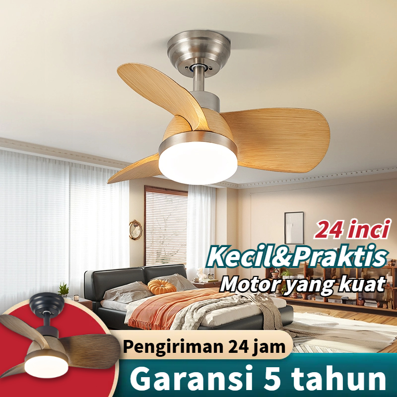 Lampu kipas angin gantung plafon 24 inci remote 3warna kipas angin ruang tamu dengan lampu kipas bal