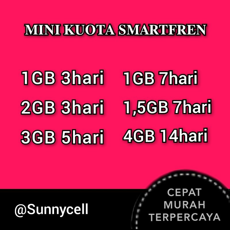Paket data Smartfren mini kuota smartfren harian 1GB 2GB 3GB 4GB