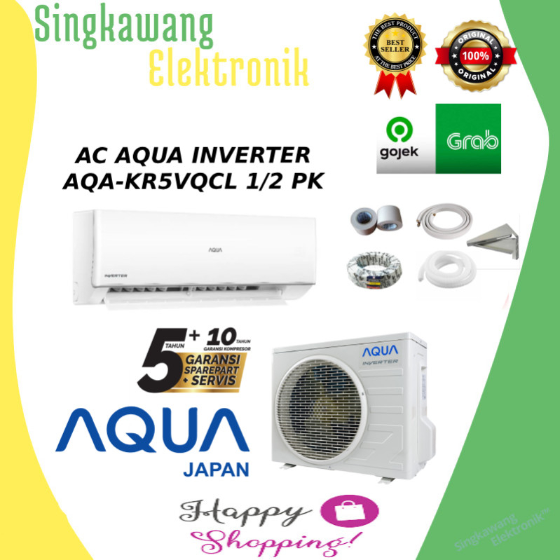 AC AQUA INVERTER AQA-KR5VQCL 1/2 PK + PEMASANGAN