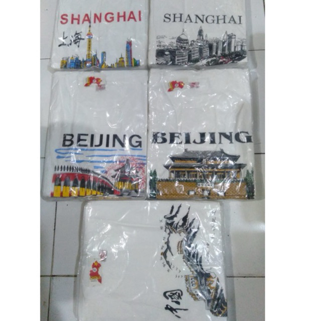 Kaos oleh-oleh negara china/bejing/shanghai/greatwall