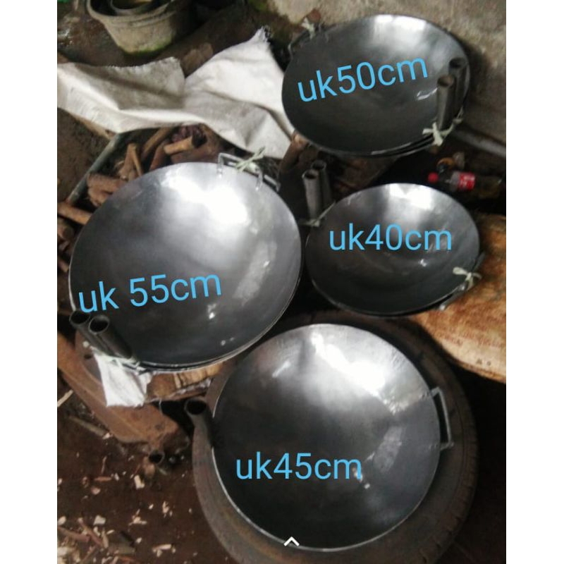 wajan plat baja diameter 45 cm tebal 1.6 mm wajan anti lengket wajan nasgor wajan mie ayam