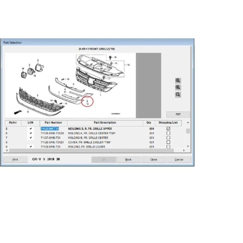 lis list grill grille chrome honda crv gen3 2010 2011 2012 ori