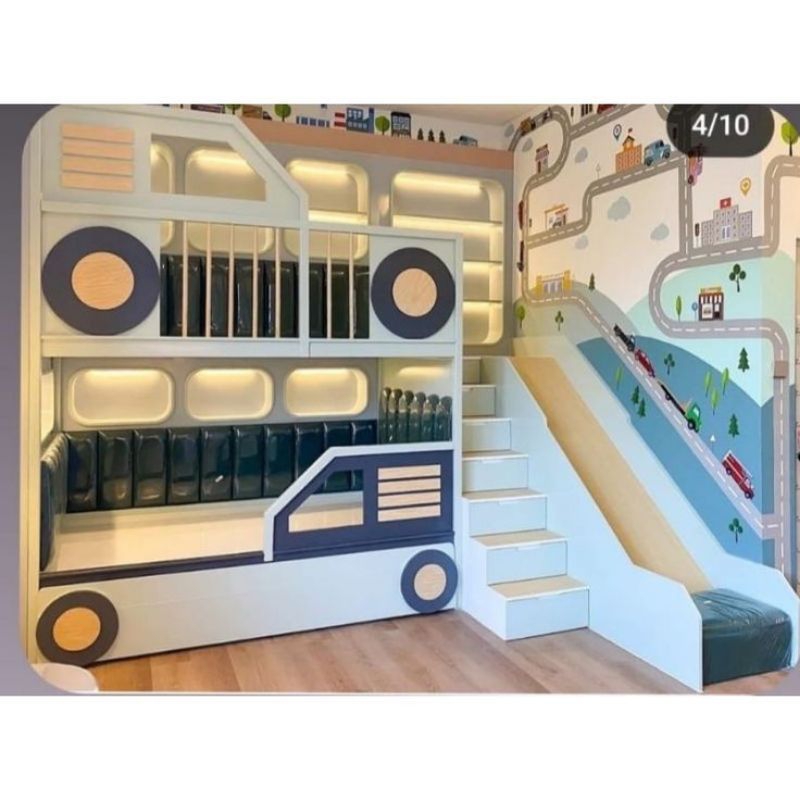TEMPAT TIDUR ANAK TINGKAT/RANJANG SUSUN/DIPAN TINGKAT ANAK/TEMPAT TIDUR ANAK TINGKAT MOTIF MOBIL