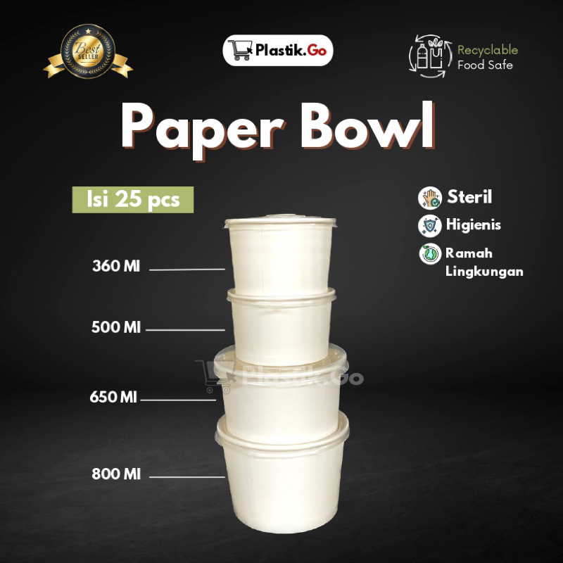 [Isi 25 pcs] Paper Bowl Mangkok Kertas Nasi Kemasan