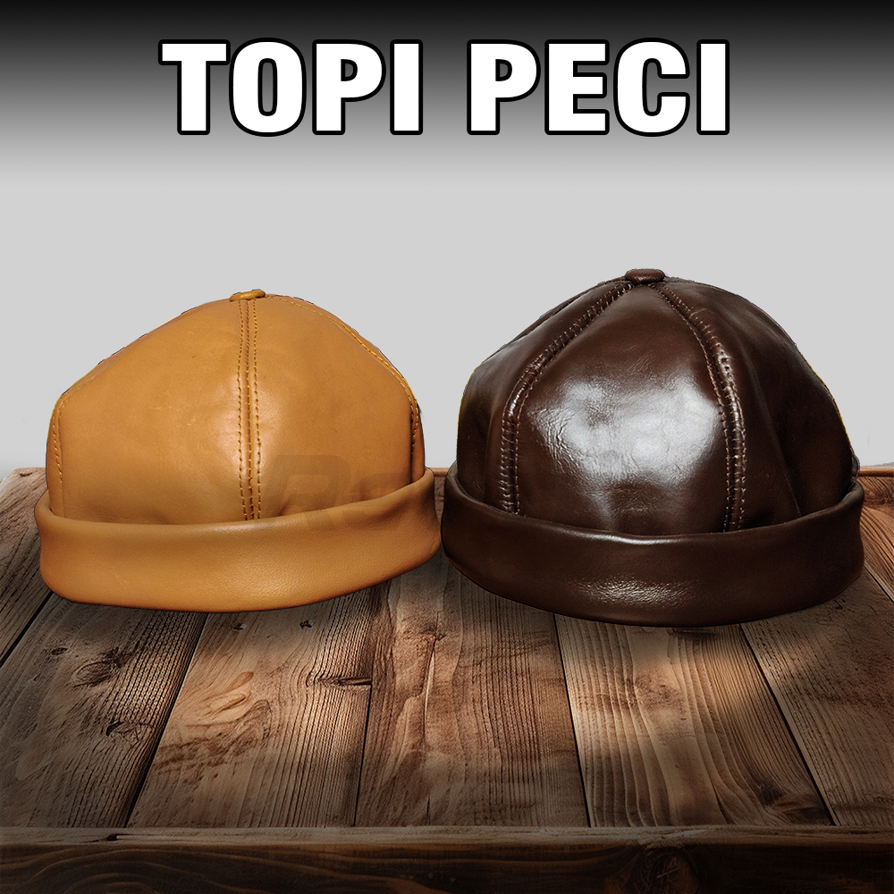 TOPI PRIA MODEL PECI KULIT ASLI