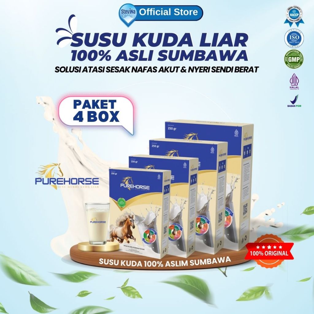 

Susu Kuda Pure Horse Jaminan Original 100% dari Sumbawa Cepat Atasi Ashma, Batuk, Pegal Linu dan osteoporosis Kemasan 250gram Paket 4 Box