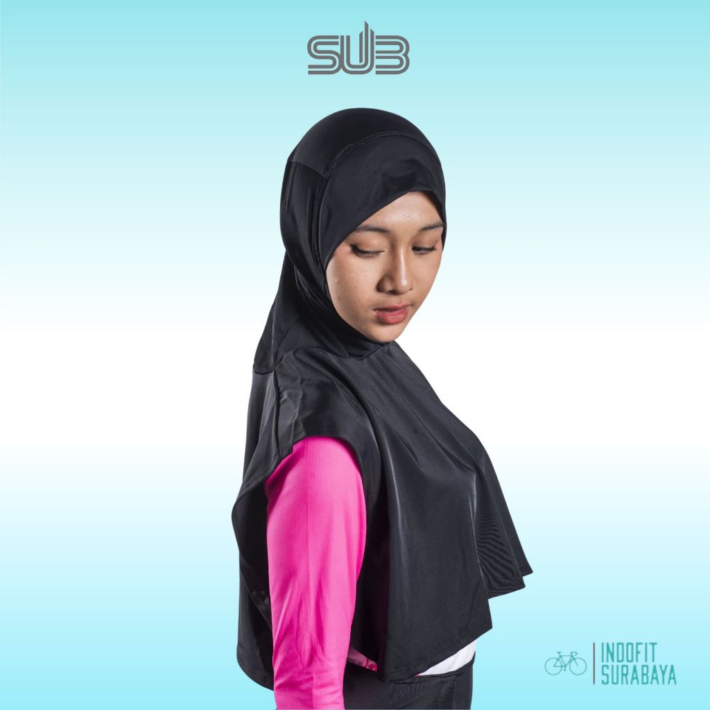 SUB Jersey Sporty Vest Hijab Black Allsize Subjersey Jilbab Olahraga Hitam