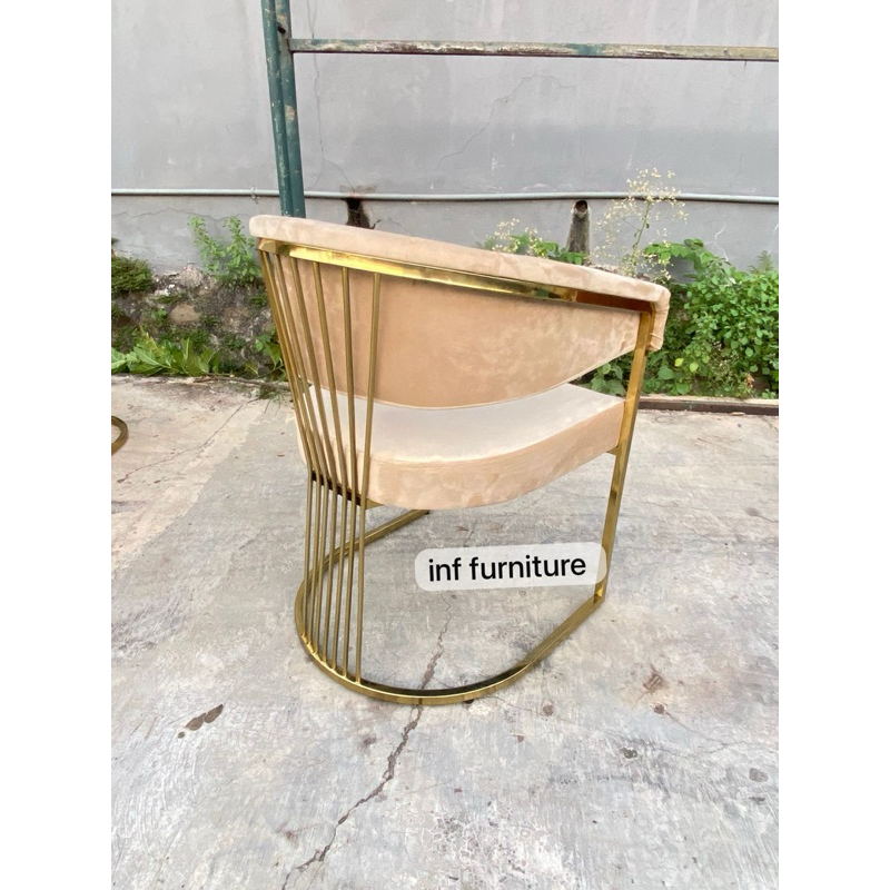 kursi makan stainless gold kursi makan estetik stainless