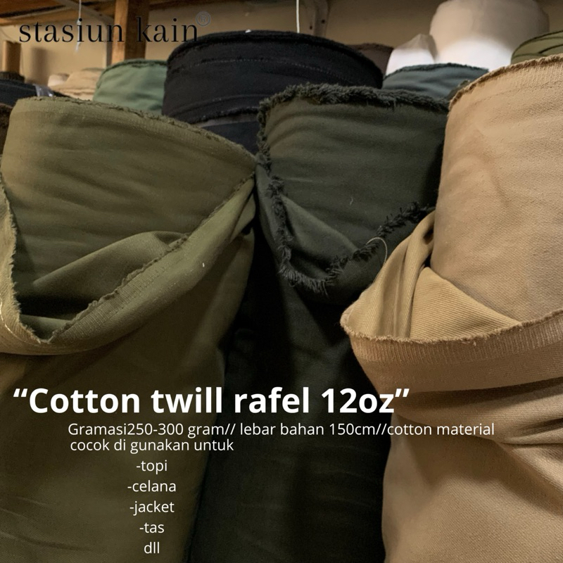 katun twill rafel 12oz ( harga per 0,5m )