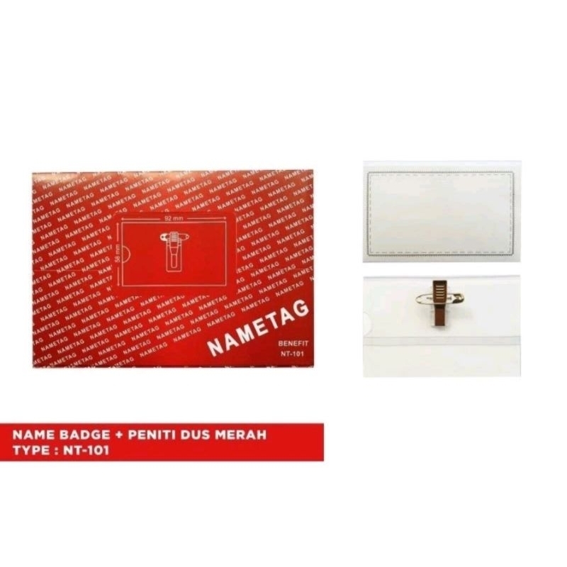 

Name Badge + Peniti Dus Merah NT-101/id card Name Tag Multi (ukuran 5.9 X 9.2 cm)