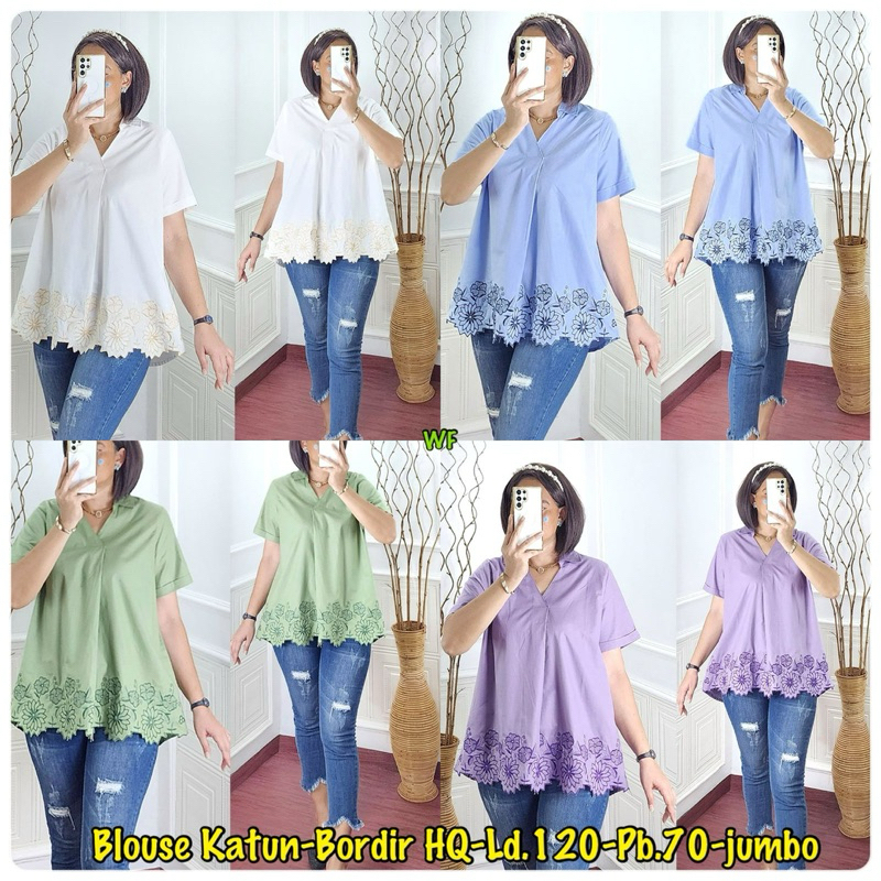Adara Top/Blouse katun bordir/blouse wanita jumbo/blouse bestseller bymarsella kekinian/blouse katun
