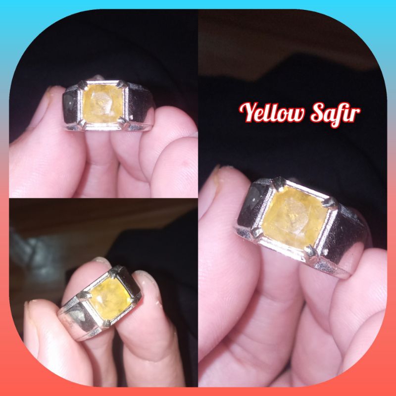 Cincin Batu Permata Yellow Safir Yakut Kuning Asli Natural