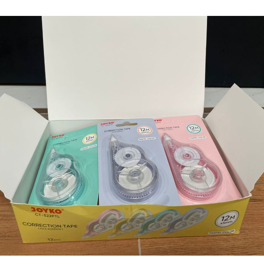 

{1 Lusin 12pcs} TIP EX Correction Tape CT-522 PTL Pastel / TIP EX JOYKO - per Box
