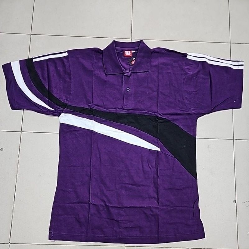 KAOS OLAHRAGA / BAJU SERAGAM OLAHRAGA CK141 KATUN LEMBUT UNGU TUA KOMBINASI PUTIH HITAM