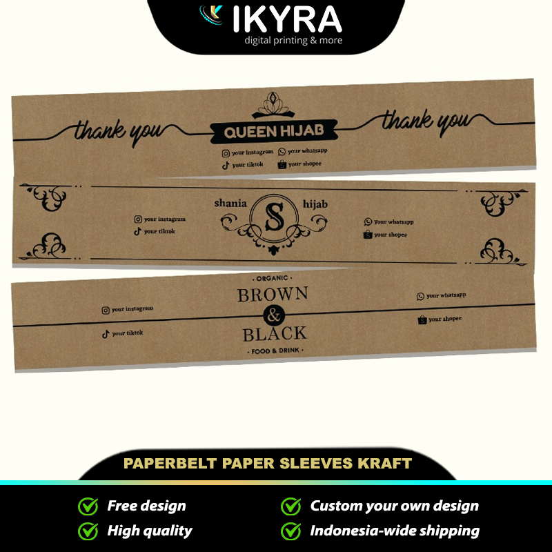 

Roll Hijab Custom Kertas Kraft 150 gr Label Packaging Pengikat Hijab Jilbab Kerudung Roller Hijab Roll Kaos | Segel Kaos Kaki