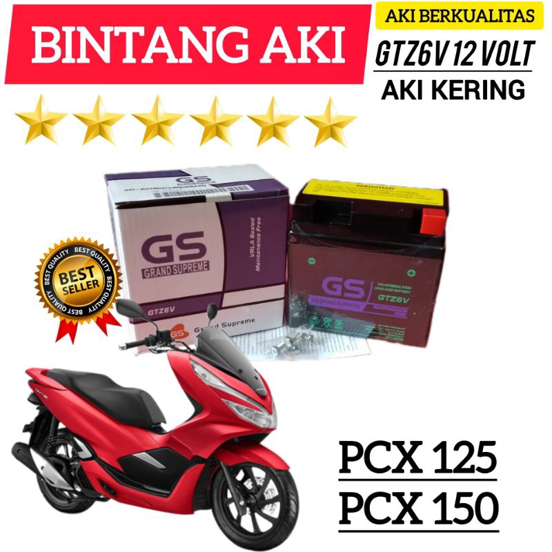 Aki Motor PCX 125 Aki Motor PCX 150 Aki motor GS Grand Supreme Aki kering Accu kering GTZ6V 12 Volt 