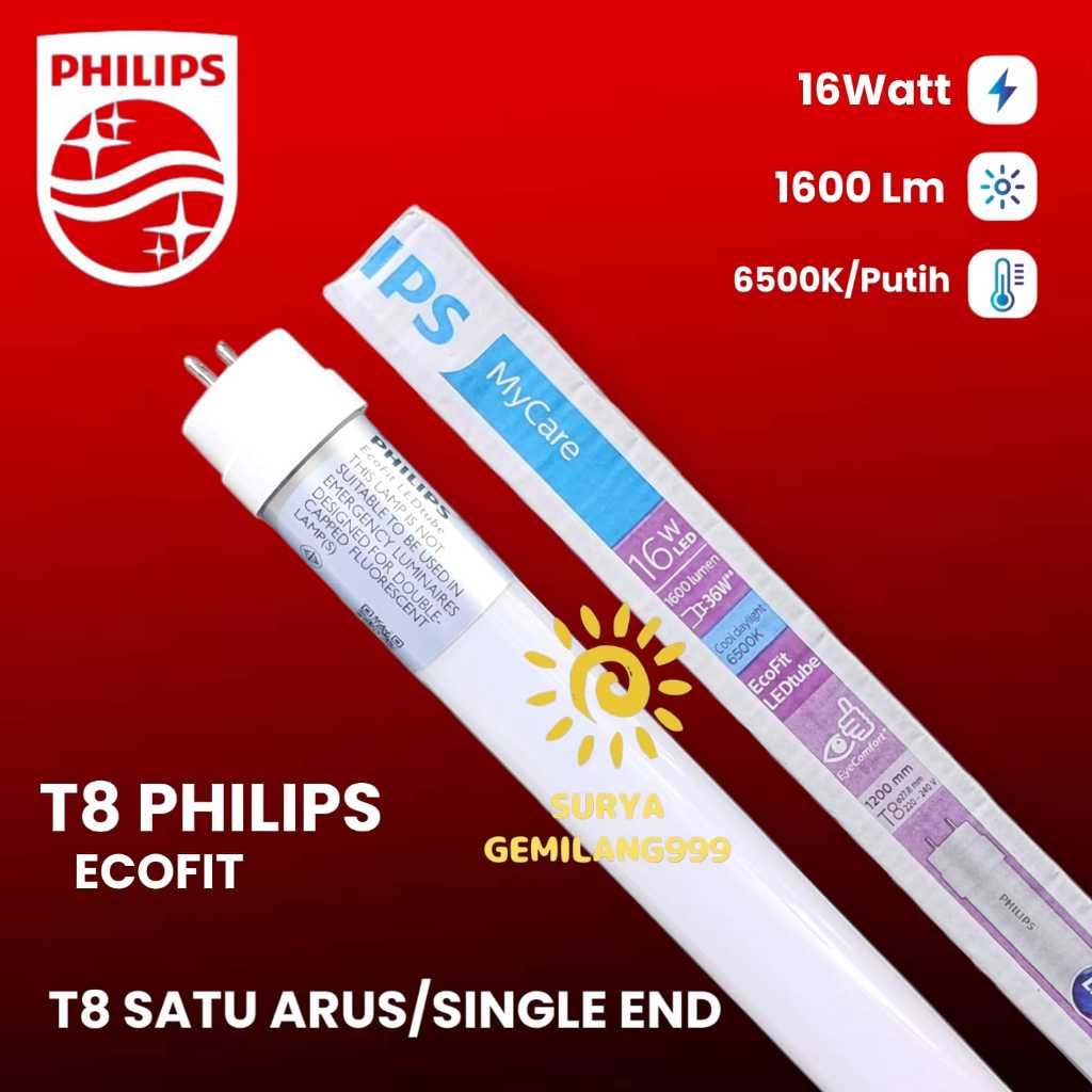 PHILIPS LAMPU TL  LED TUBE T8 ECOFIT 16WATT PUTIH