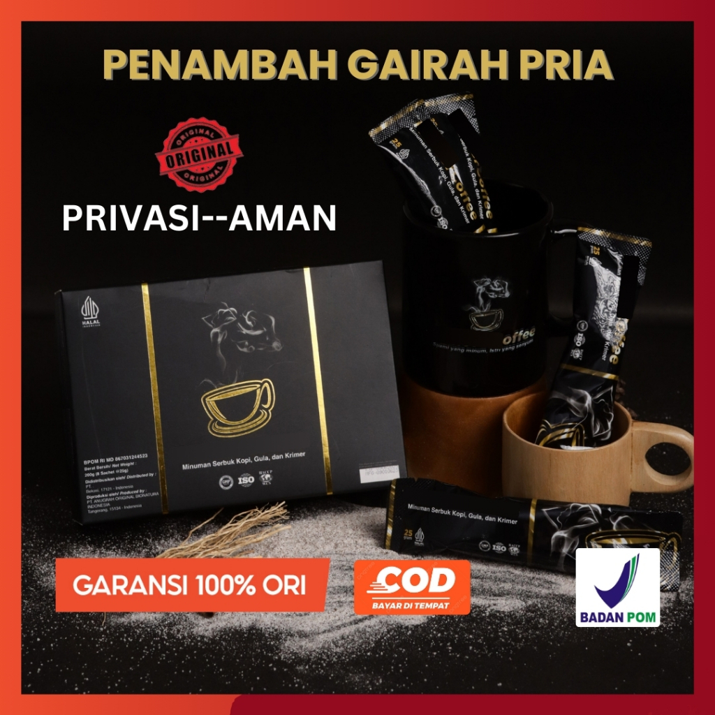 

KopMoceer Coffee Original Kopi Stamina Pria Kuat Tahan Lama Berhubungan Intim 1 Box Isi 8 Sachet