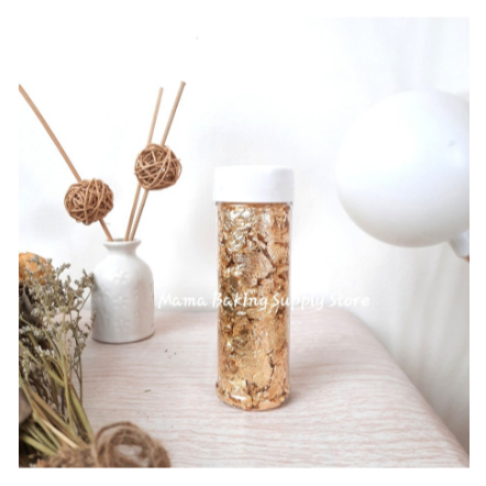 

Edible Sprinkle Kertas Gold / Silver Leaf Emas Silver Cake Topping 2g GOLD