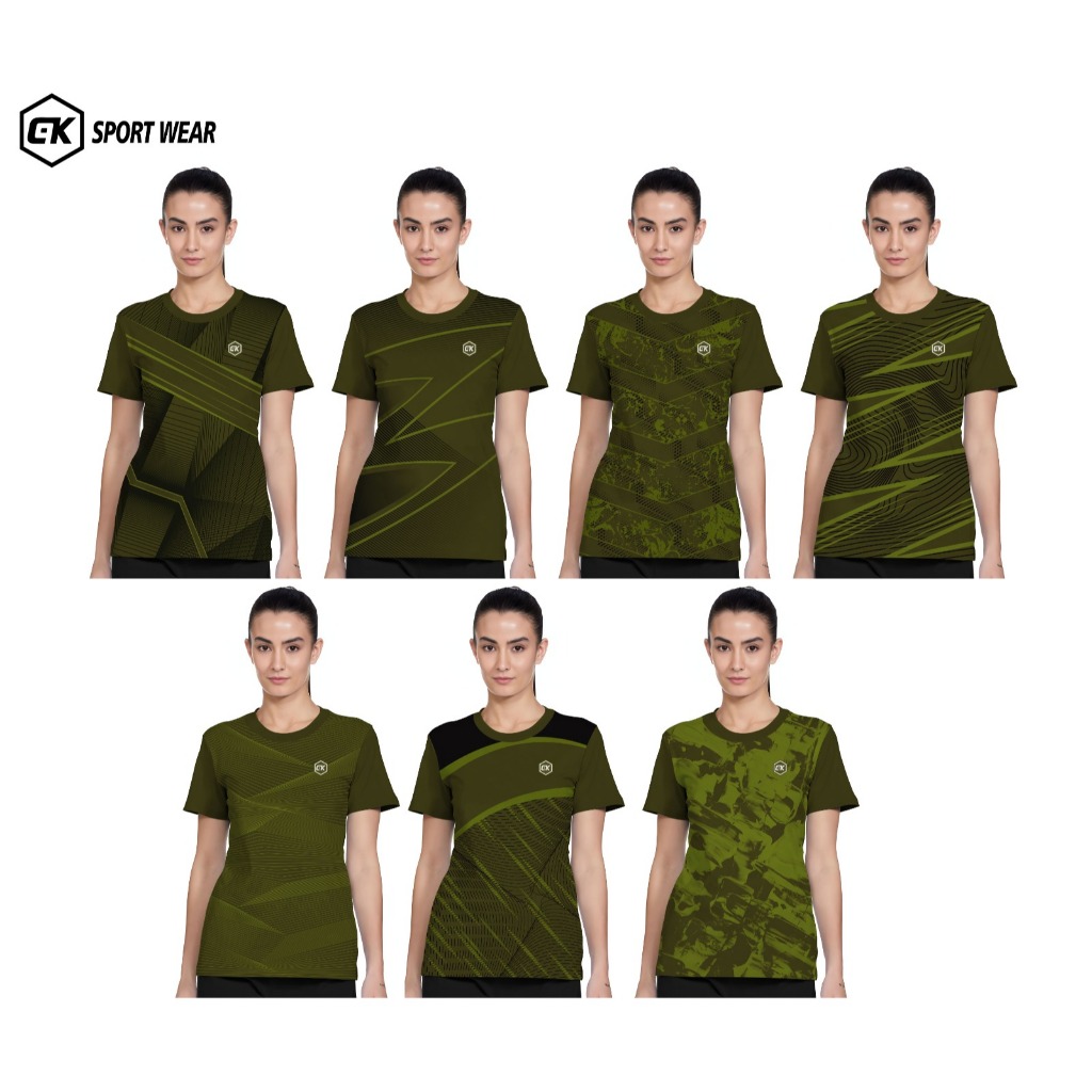 CK Sport Wear Kaos Olahraga Baju Jersey Lengan Pendek Army Wanita