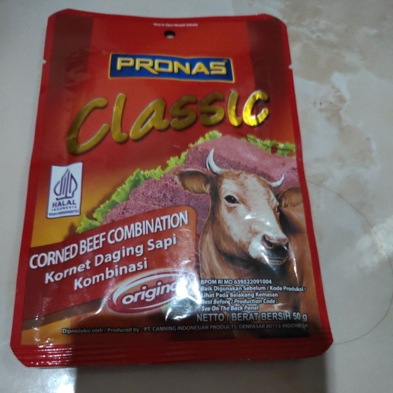 

Pronas classic corned sapi 50 gram exp lama