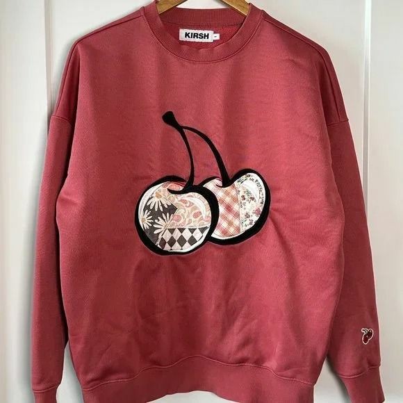 KIRSH Crewneck Oversized Sweater - Big Cherry Embroidered - rare kirsh item