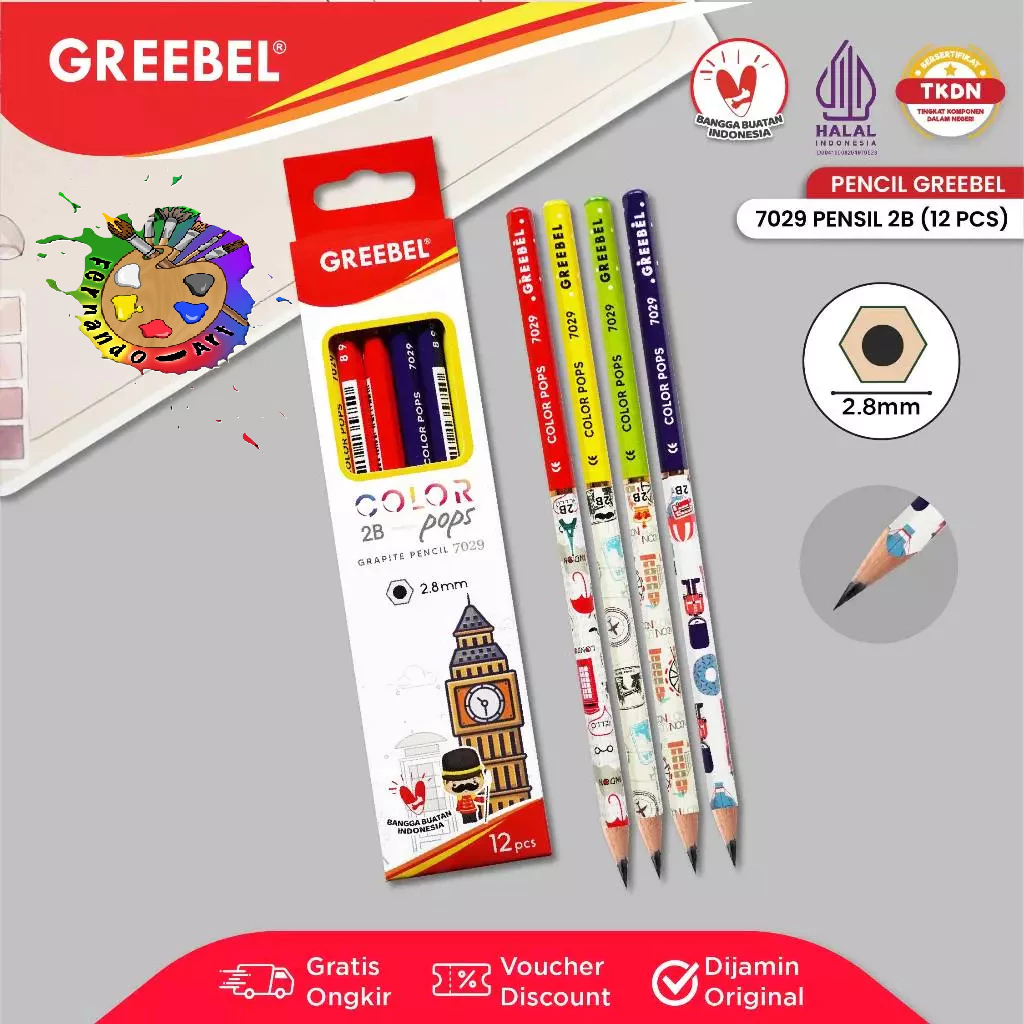 

BN - GREEBEL Pensil Kayu 2B 7029 Color Pop (12pc)