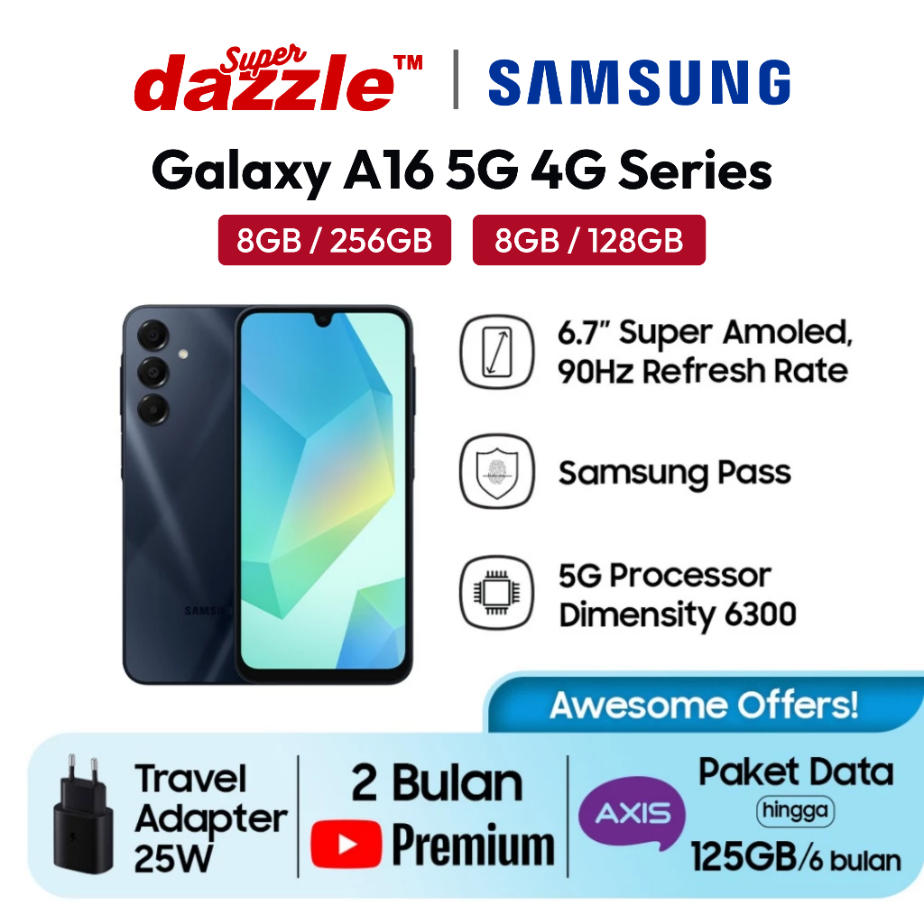 [ TERLARIS ] HP Samsung Galaxy A16 5G 4G 8/256 8/128 GB Original 100% Garansi Resmi 12 Bulan SEIN SA