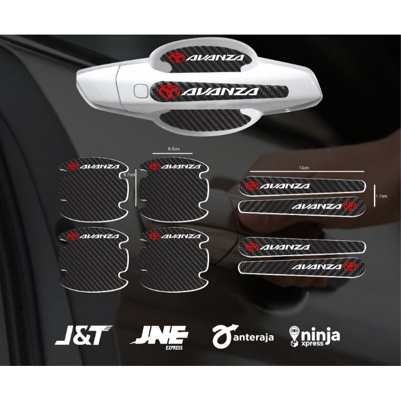 8 pcs Sticker carbon handle mobil avanza sticker pelindung gagang pintu mobil avanza