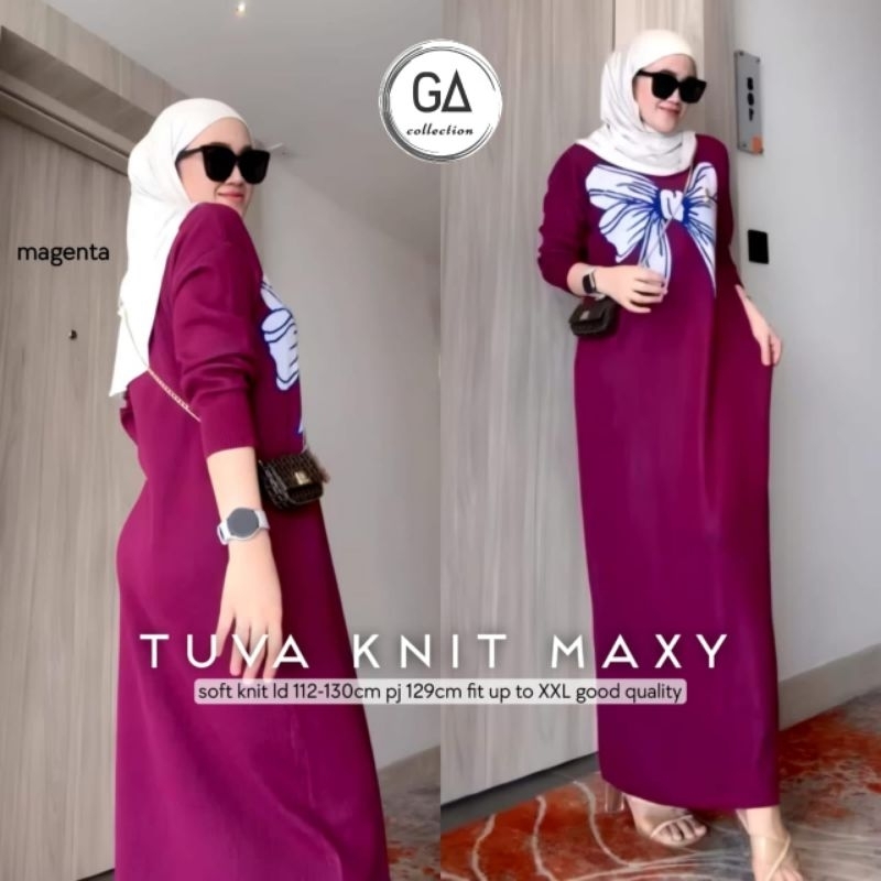 DRESS MAXI WANITA JUMBO/TUVA/DRESS MAXI WANITA KNIT IMPORT JUMBO LD 130 CM FIT XXXL