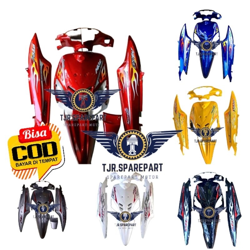 Fullset Full Body Halus Plus Striping Yamaha Mio Sporty Warna Kuning Silver Merah Biru Putih Hitam