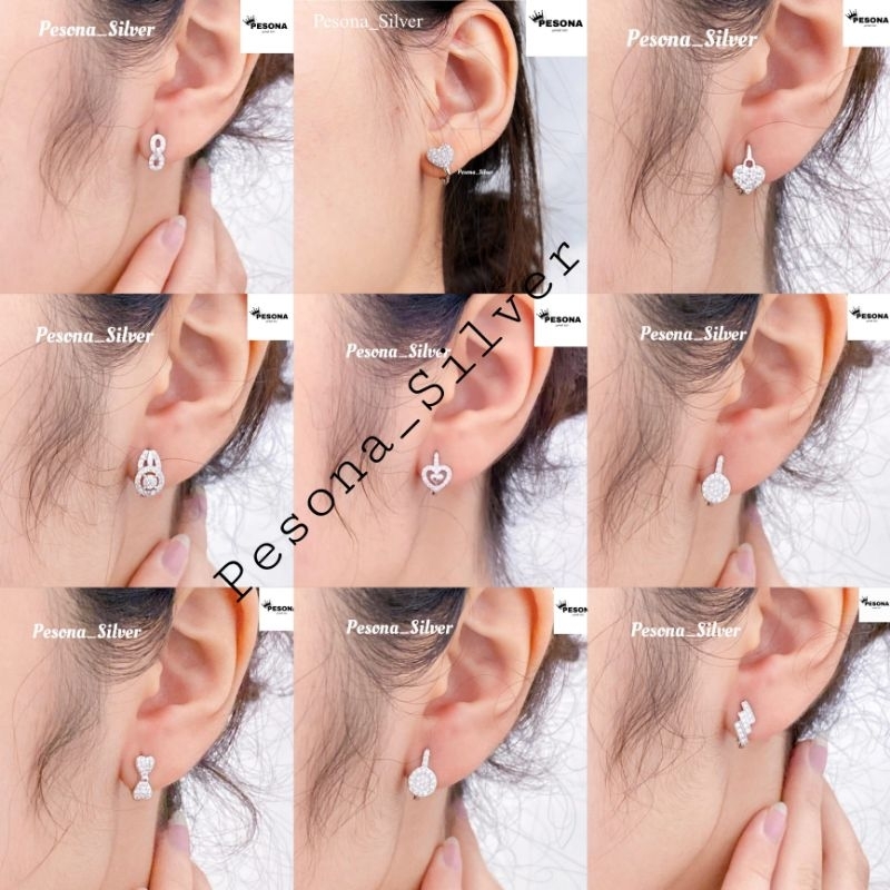 Anting Perak nita Asli Silver 925 Lapis Emas Asli Anting Jepit Model Emas Permata Kilau - Anting
