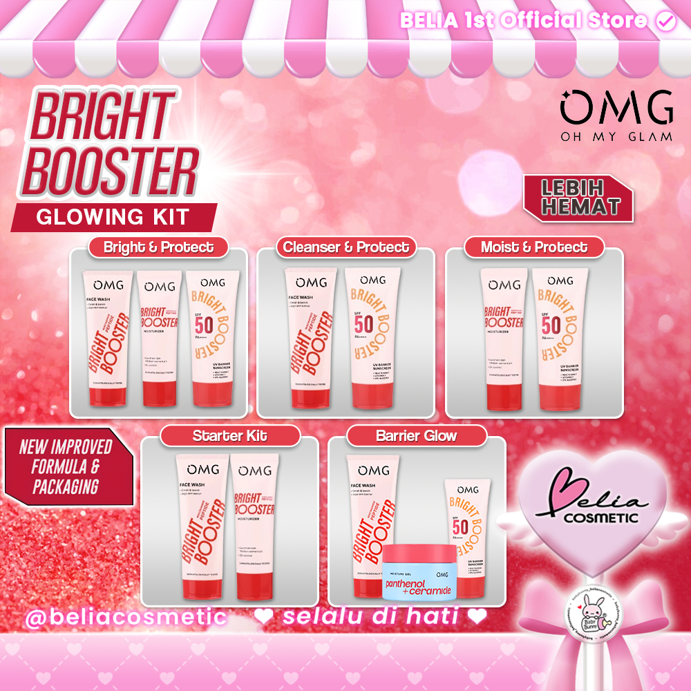 ❤ BELIA ❤ OMG Paket Skincare Glowing Kit | Oh My Glow Bright Protect Cleanser Moisturizer
