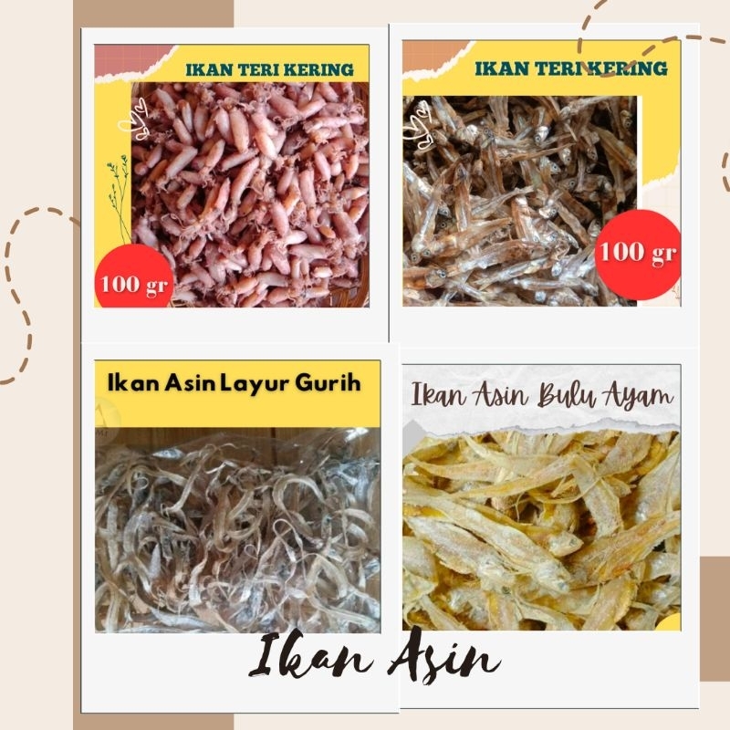 

IKAN ASIN LAYUR, IKAN ASIN BULU AYAM, CUMI KERING, TERI, 100 GRAM