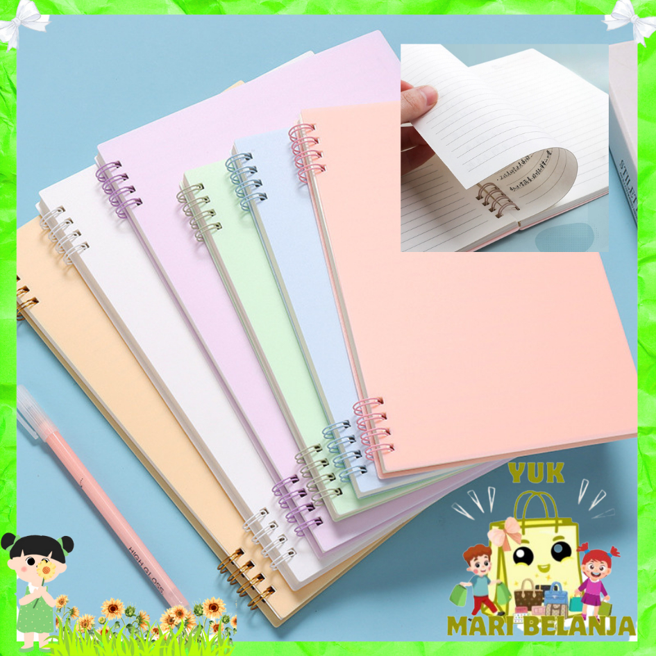 

YMB Notebook A5 Buku Catatan 80 Lembar Buku Diary Aesthetic Sketch Book 8 Lubang Binder Buku Tulis Sekolah Kantor Notebook Jurnal Spiral Cover Pastel